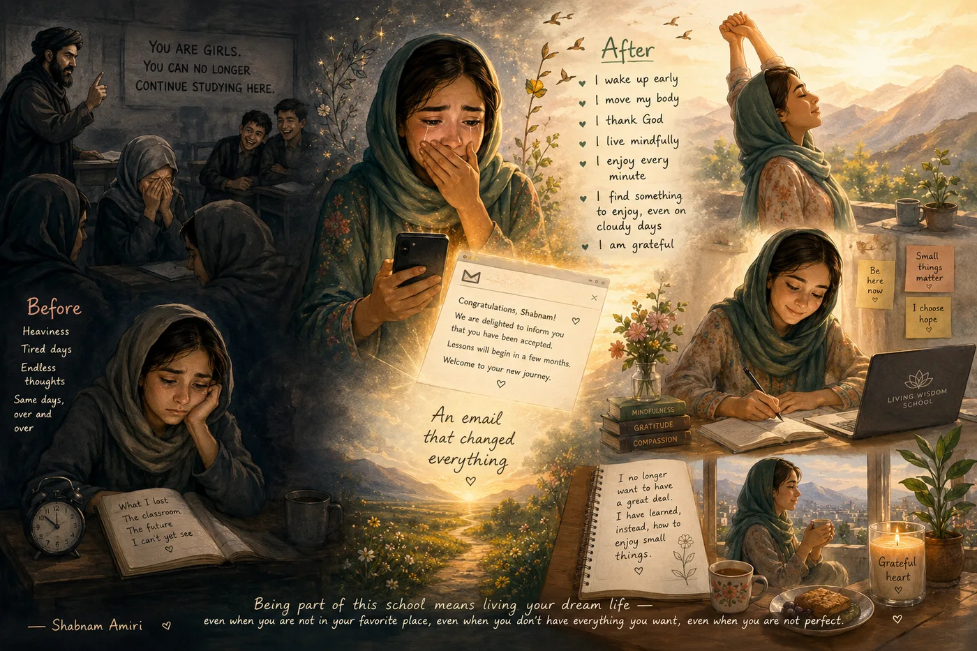 Two Emails — an illustration of Shabnam's story